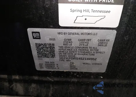 2025 Cadillac Xt6 Awd Premium Luxury z USA, uszkodzony, nr VIN 1GYKPDRS4SZ144952